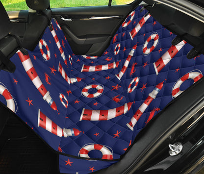 Nautical Pattern Print Design A03 Rear Dog Car Seat Cover Hammock
