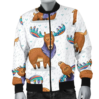 Moose Cute Pattern Print Design 01 Men Bomber Jacket