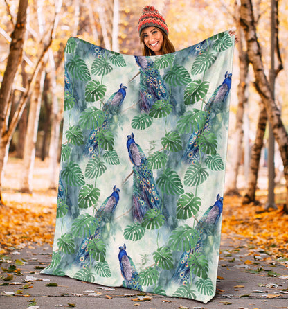 Peacock Pattern Print Design A02 Premium Blanket