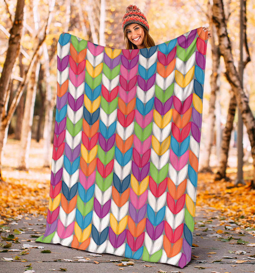 Knit Pattern Print Design 01 Premium Blanket