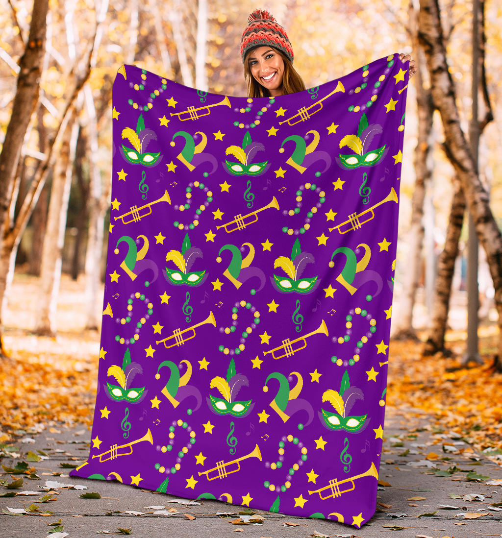 Mardi Gras Pattern Print Design 06 Premium Blanket