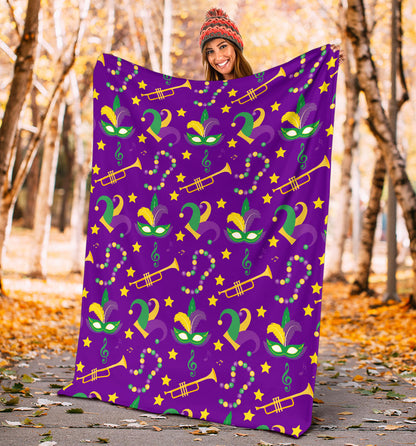 Mardi Gras Pattern Print Design 06 Premium Blanket
