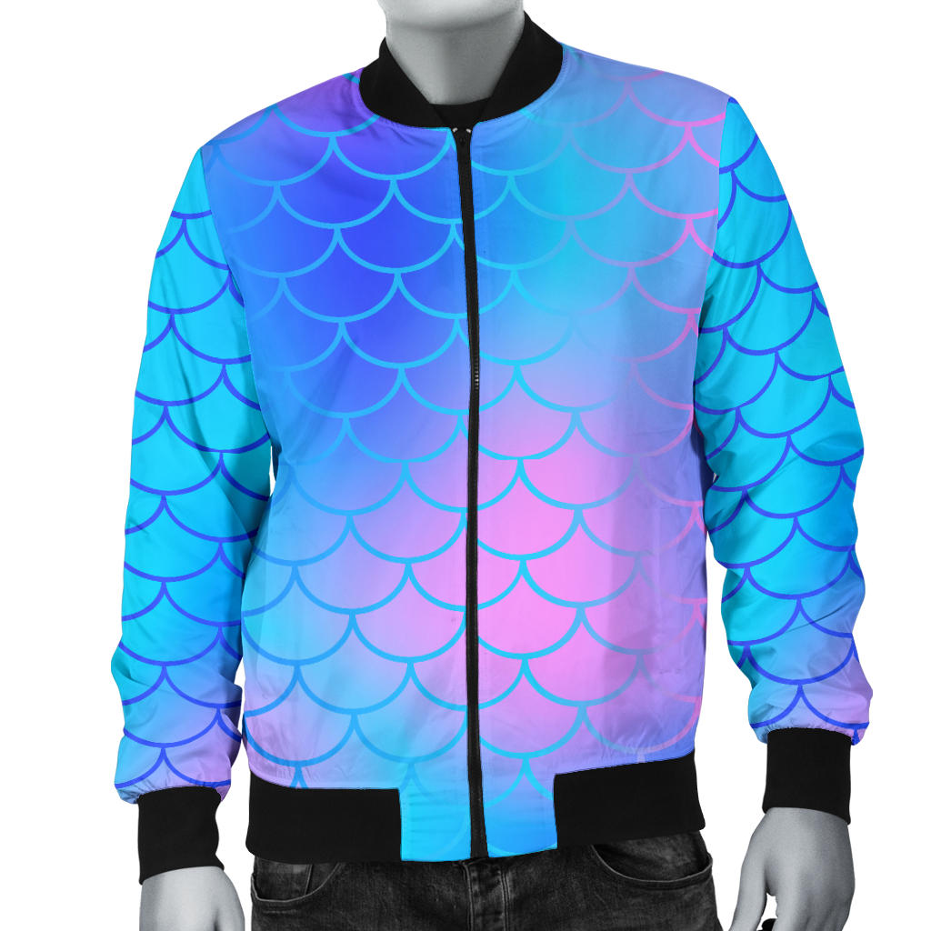 Mermaid Scales Pattern Print Design 04 Men Bomber Jacket