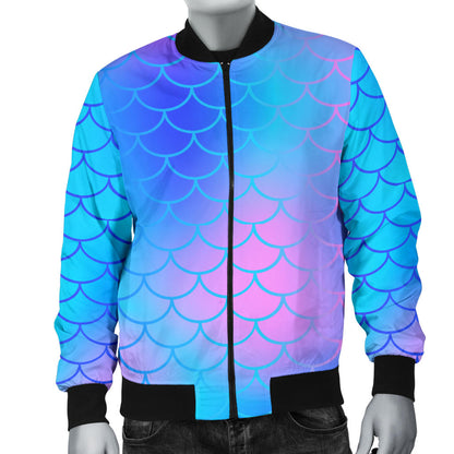 Mermaid Scales Pattern Print Design 04 Men Bomber Jacket