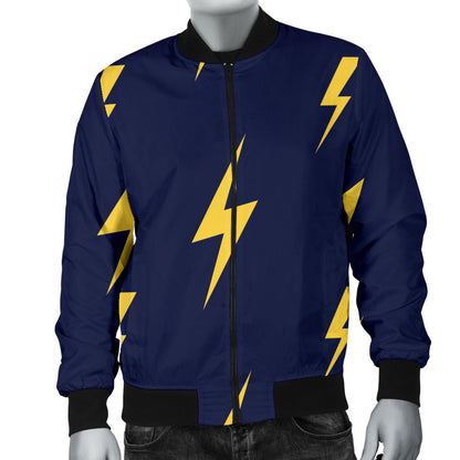 Lightning Thunder Pattern Print Design 03 Men Bomber Jacket