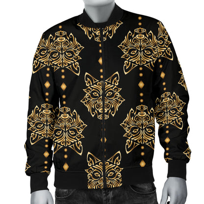 Aztec Wolf Pattern Print Design 04 Men Bomber Jacket