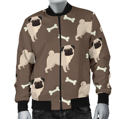 Pug Pattern Print Design A02 Men Bomber Jacket