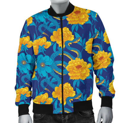 Boa Pattern Print Design 01 Men Bomber Jacket