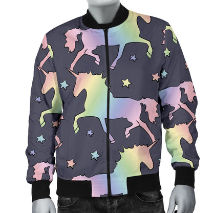 Rainbow Pattern Print Design A05 Men Bomber Jacket