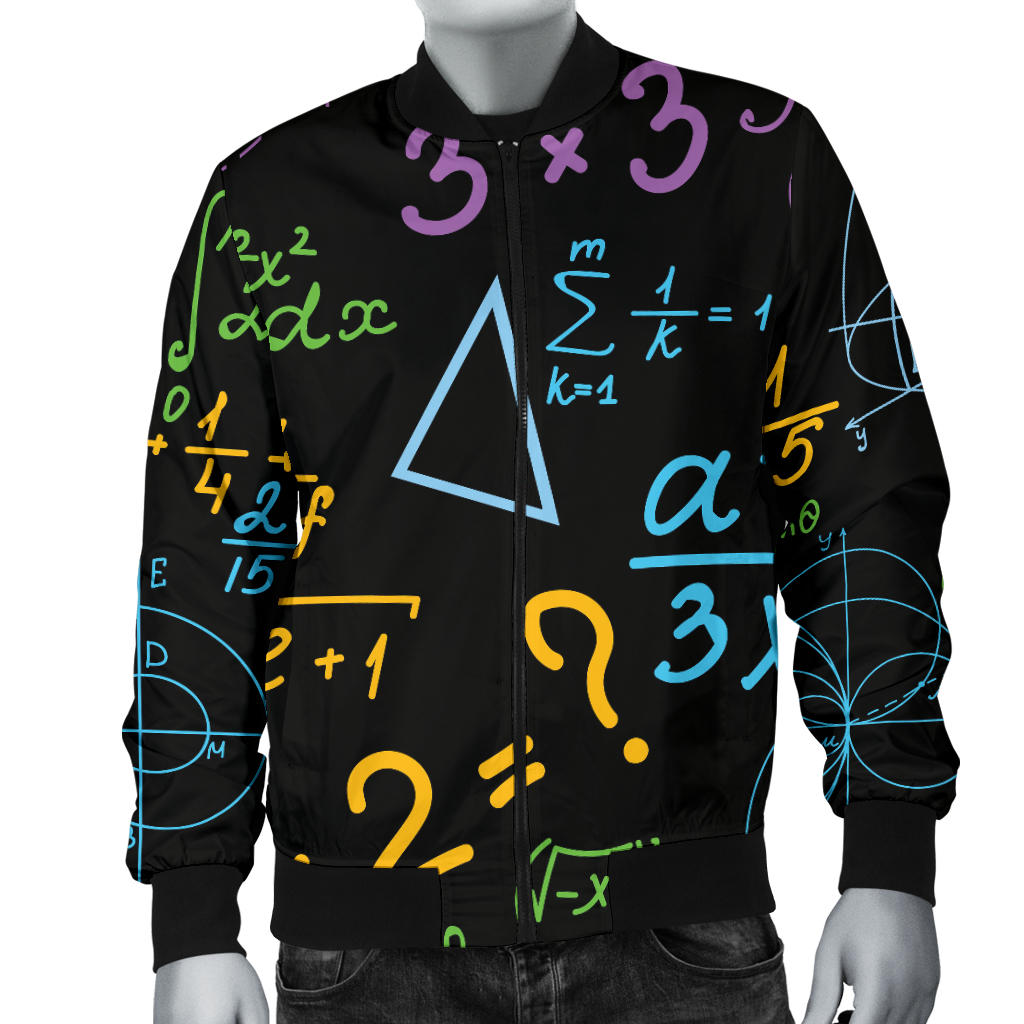 Math Pattern Print Design 03 Men Bomber Jacket
