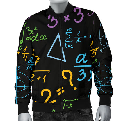 Math Pattern Print Design 03 Men Bomber Jacket