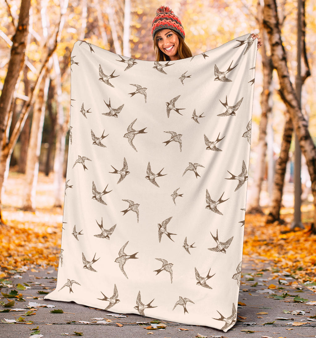 Swallow Bird Pattern Print Design 01 Premium Blanket