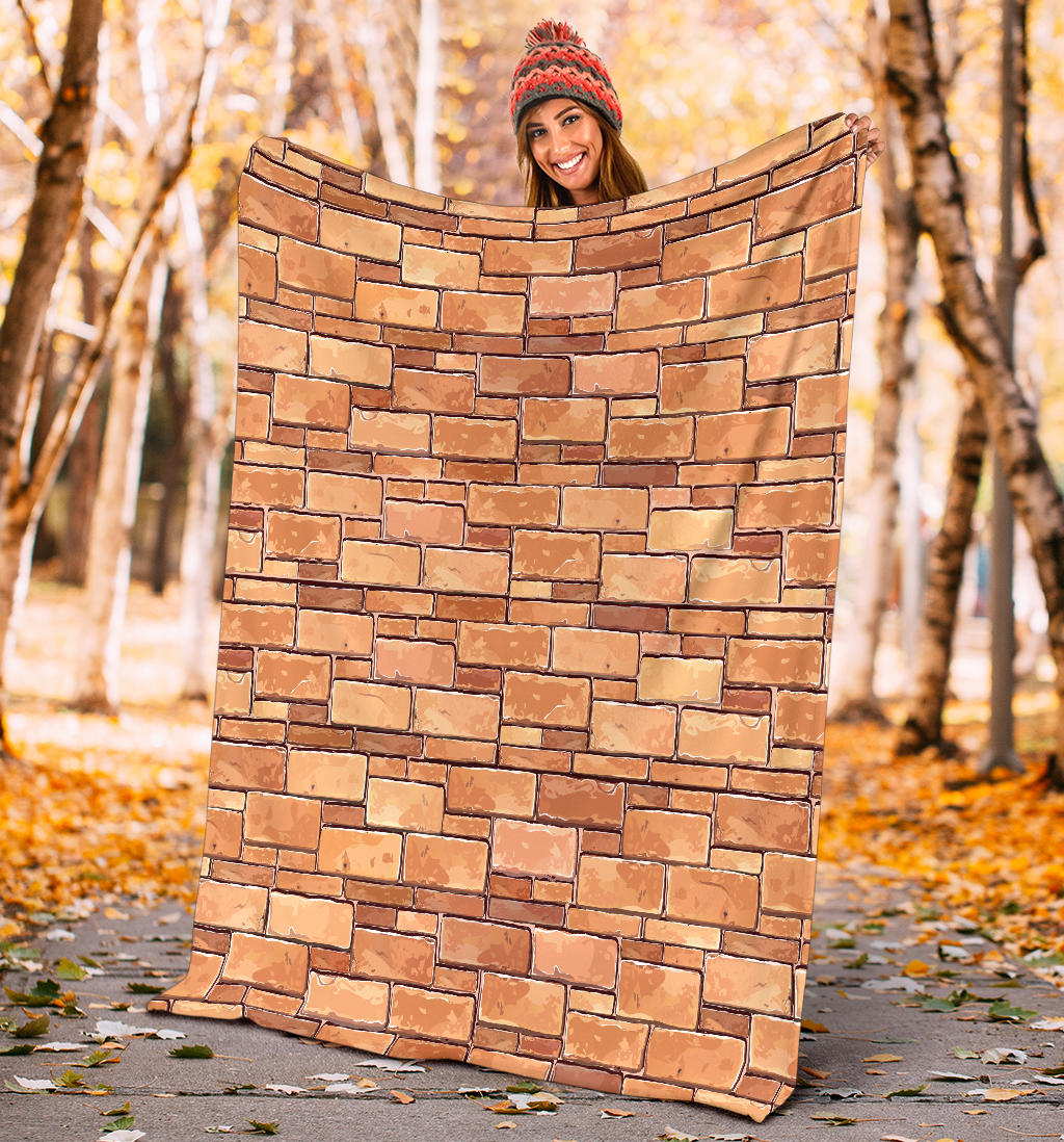 Brick Pattern Print Design 01 Premium Blanket
