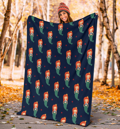 Mermaid Girl Pattern Print Design 01 Premium Blanket