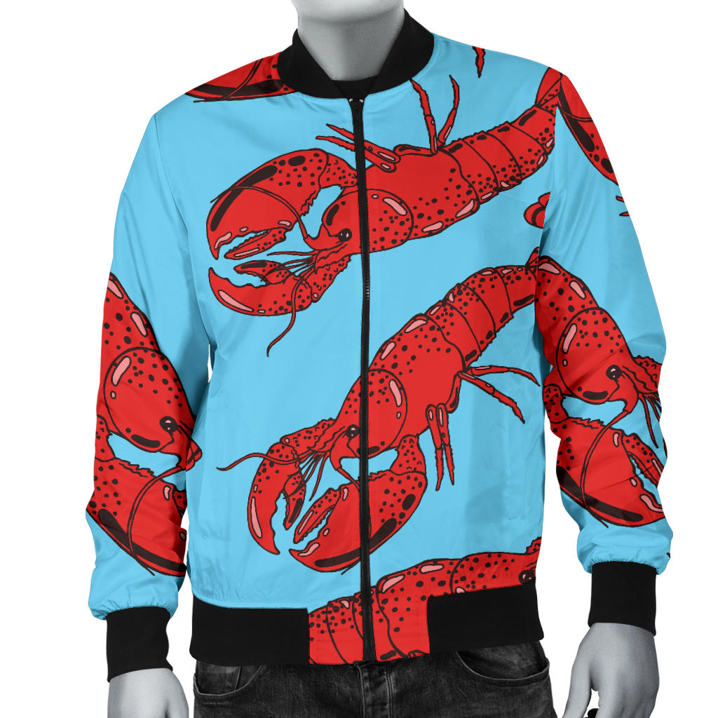 Lobster Red Pattern Print Design 03 Men Bomber Jacket
