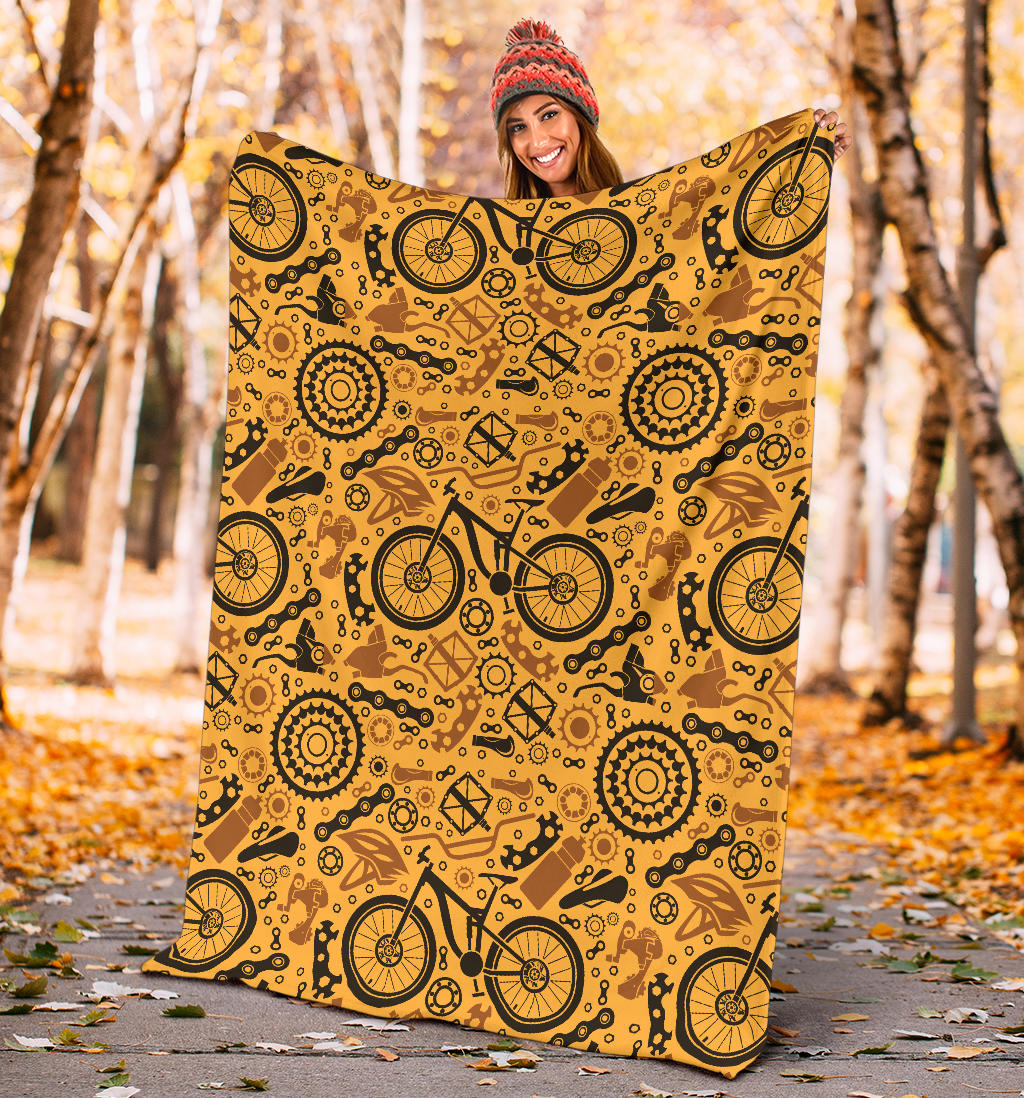 Mountain bike Pattern Print Design 03 Premium Blanket