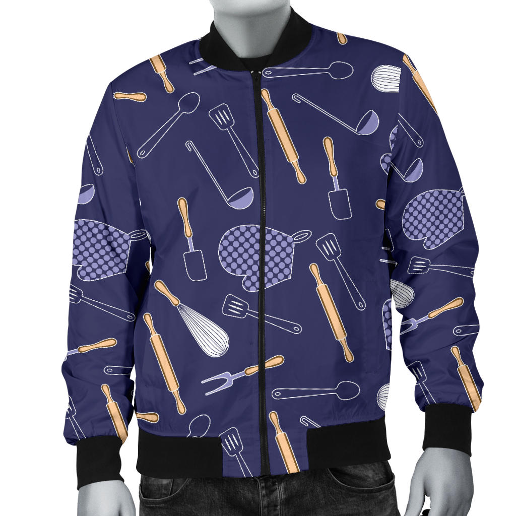 Cooking Kitchen Tools Pattern Print Design 04 Men Bomber Jacket