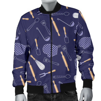 Cooking Kitchen Tools Pattern Print Design 04 Men Bomber Jacket