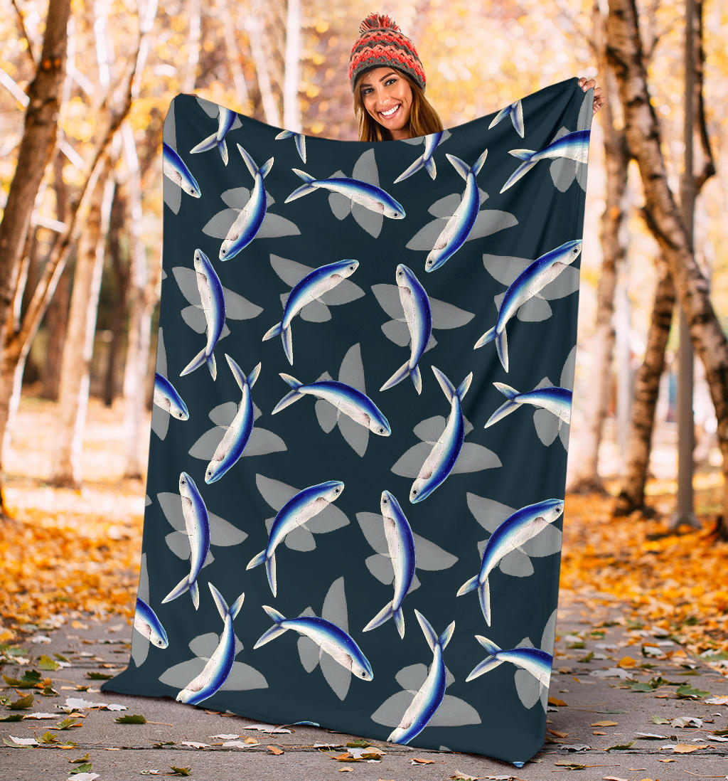 Flying Fish Pattern Print Design 04 Premium Blanket