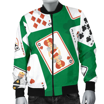 Poker Cards Pattern Print Design A03 Men Bomber Jacket