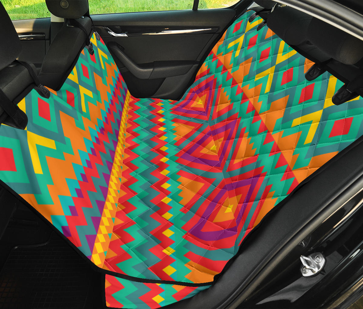Mexican Pattern Print Design 04 Rear Dog Car Seat Cover Hammock