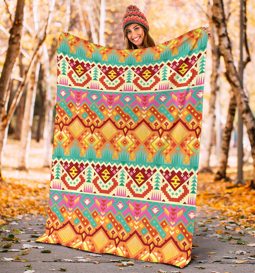 Aztec Pattern Print Design 03 Premium Blanket