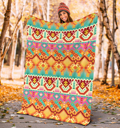 Aztec Pattern Print Design 03 Premium Blanket