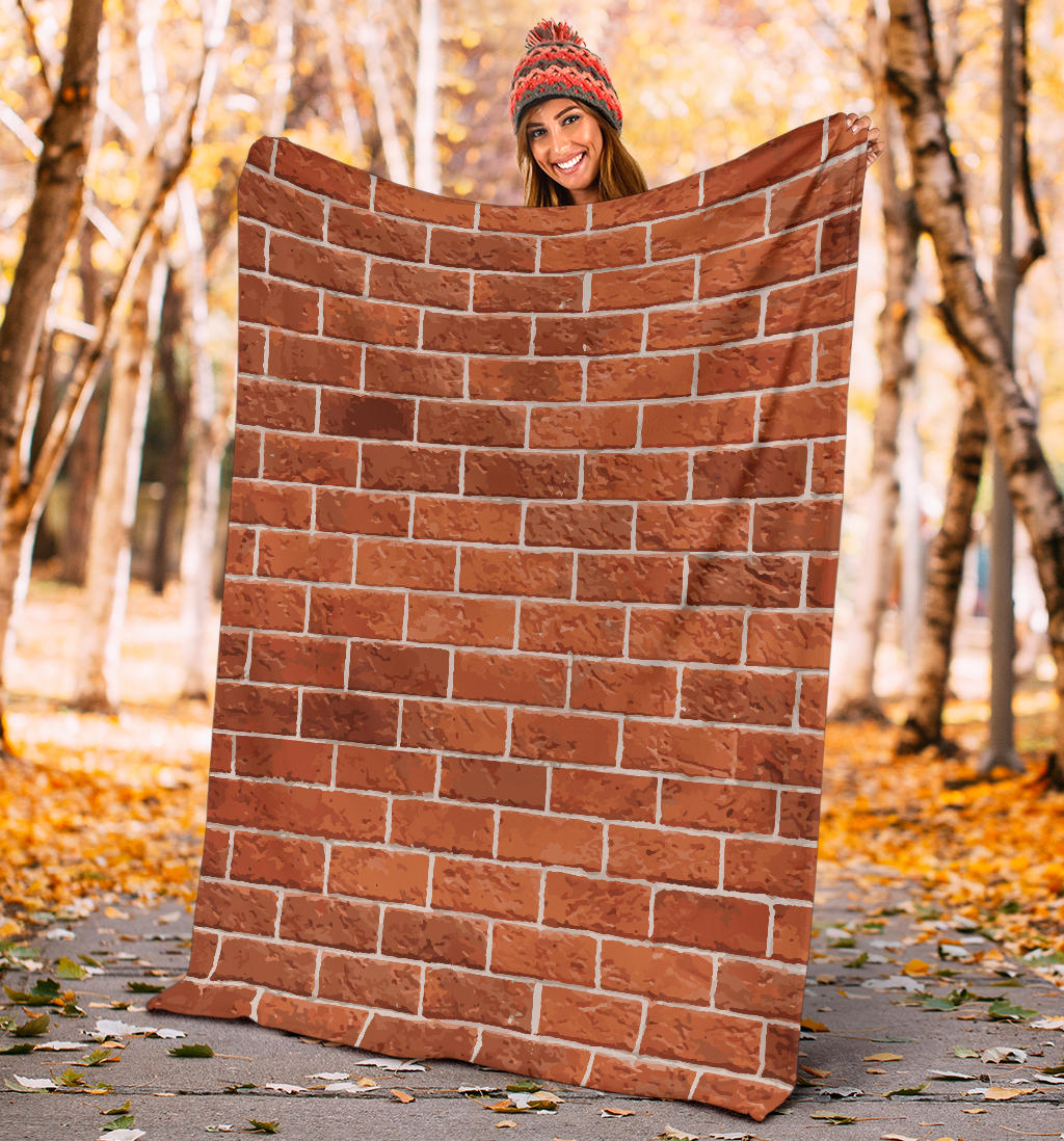 Brick Brown Pattern Print Design 02 Premium Blanket