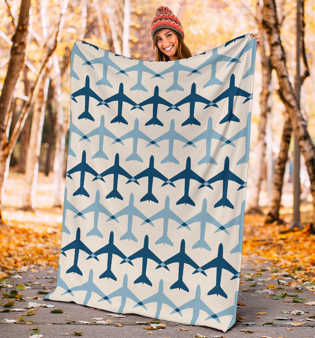 Airplane Pattern Print Design 04 Premium Blanket