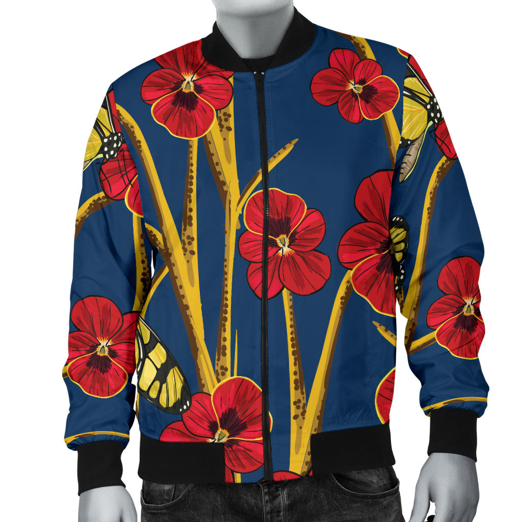 Pansy Pattern Print Design A01 Men Bomber Jacket