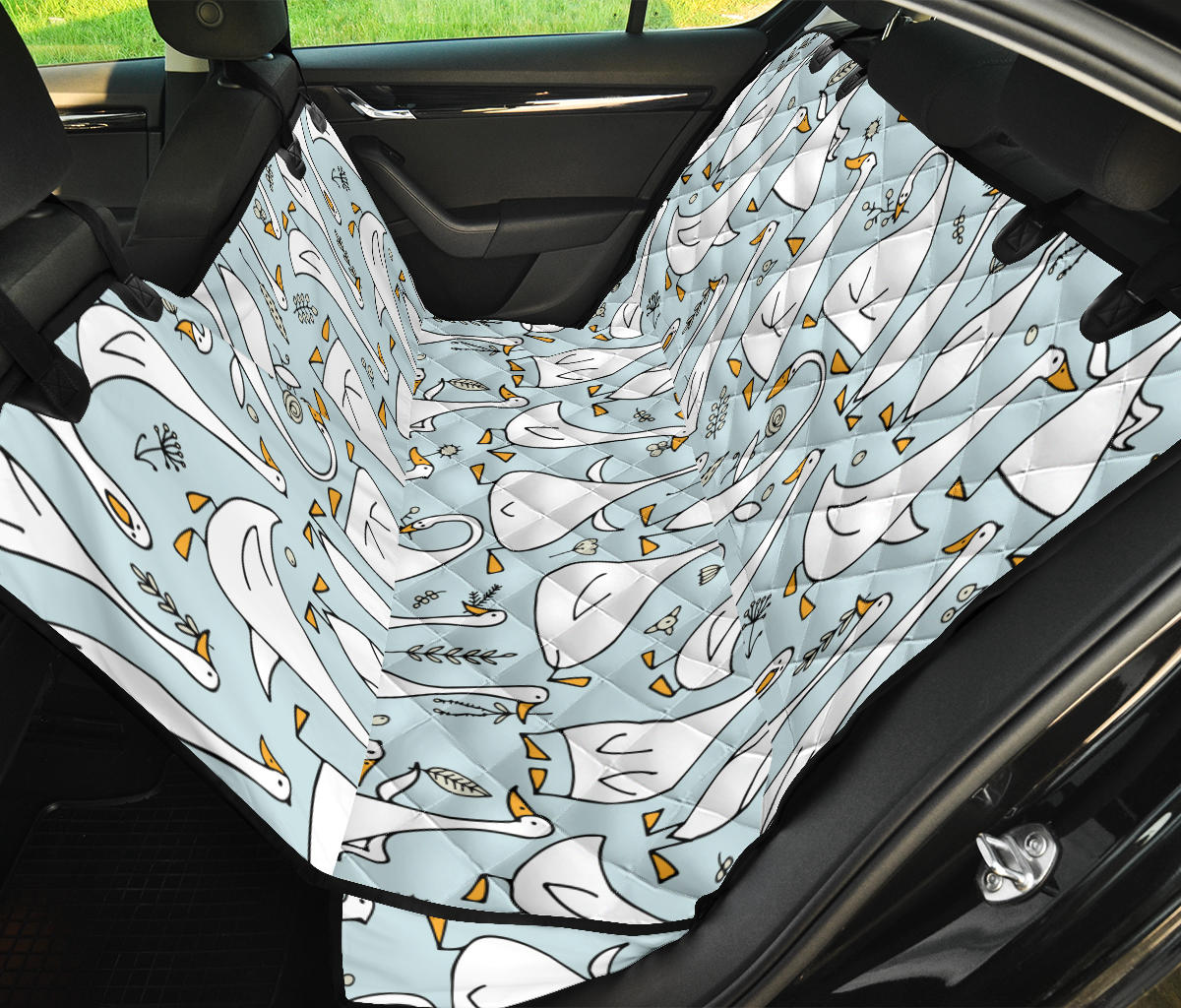 Goose Pattern Print Design 03 Rear Dog Car Seat Cover Hammock