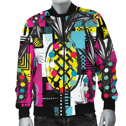 Pop Art Pineapple Pattern Print Design A02 Men Bomber Jacket