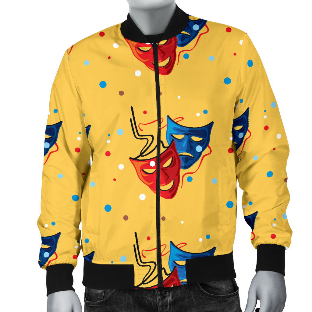 Acting Mask Pattern Print Design 02 Men Bomber Jacket