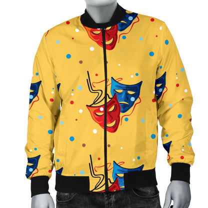 Acting Mask Pattern Print Design 02 Men Bomber Jacket