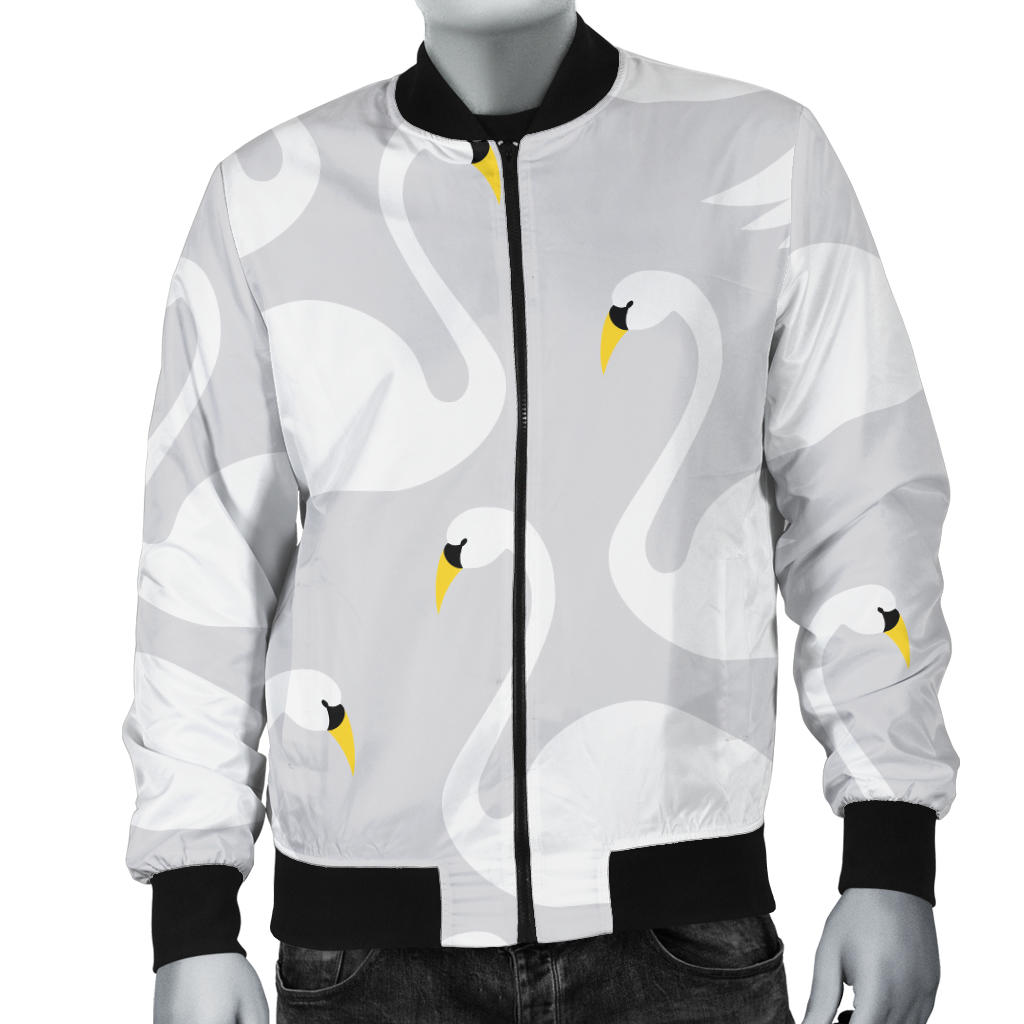 Swan Pattern Print Design 02 Men Bomber Jacket