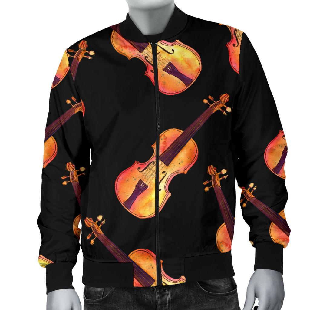 Violin Pattern Print Design 04 Men Bomber Jacket