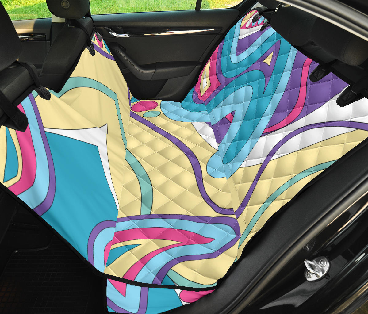 Funky Retro Pattern Print Design A01 Rear Dog Car Seat Cover Hammock