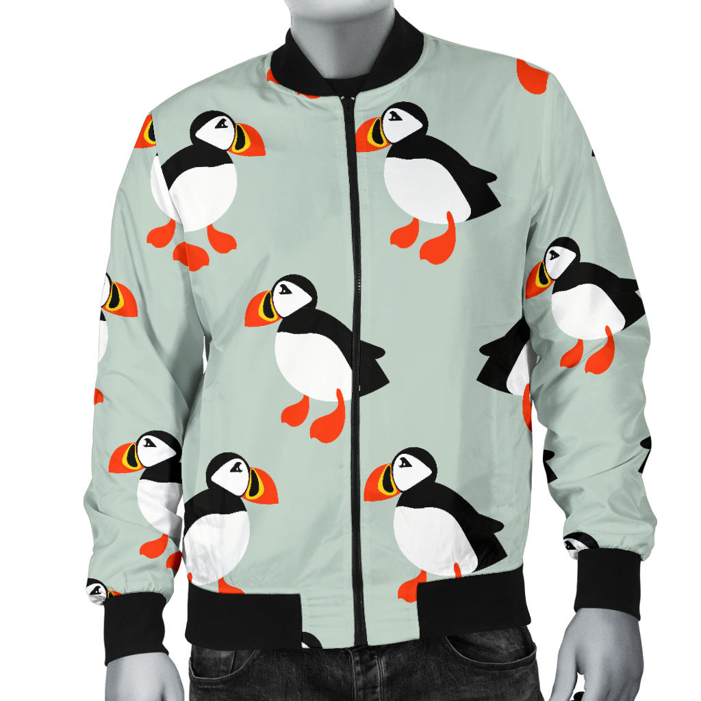 Puffin Pattern Print Design A03 Men Bomber Jacket