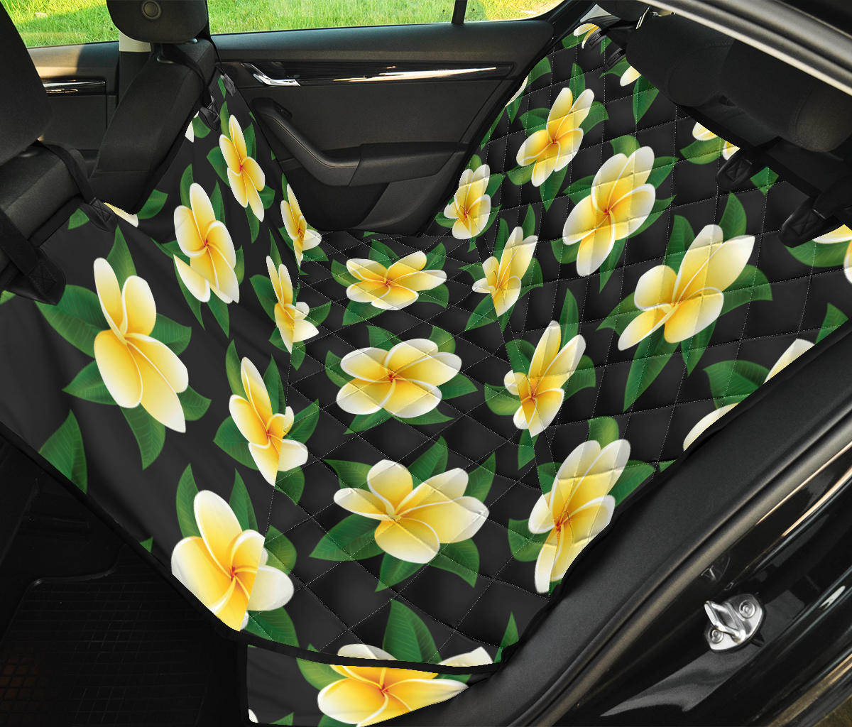 Plumeria Pattern Print Design A03 Rear Dog Car Seat Cover Hammock