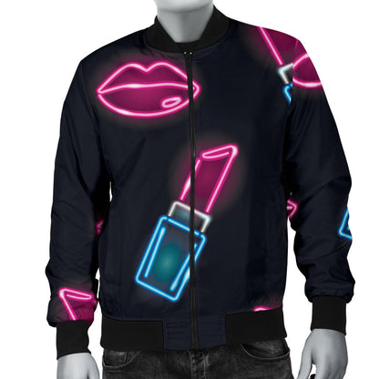 Lipstick Color Neon Pattern Print Design 03 Men Bomber Jacket
