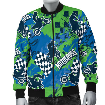 Motocross Pattern Print Design 04 Men Bomber Jacket