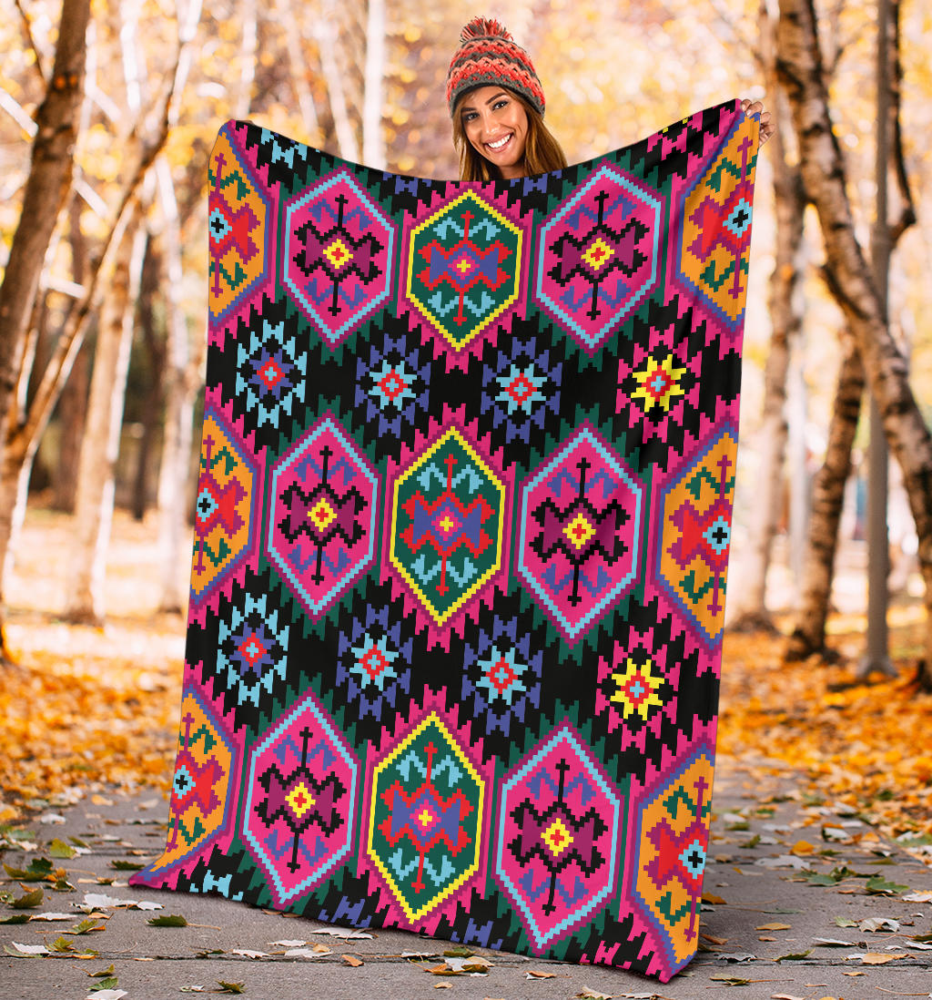 Mexican Pattern Print Design 02 Premium Blanket