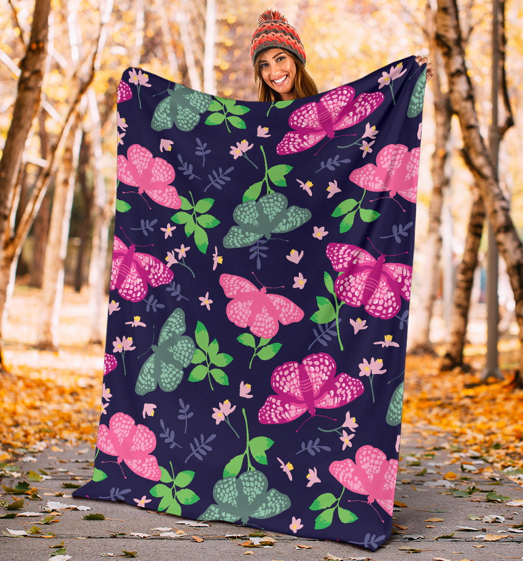 Monarch Butterfly Pattern Print Design 03 Premium Blanket