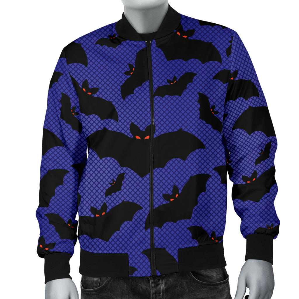 Bat Halloween Pattern Print Design 02 Men Bomber Jacket