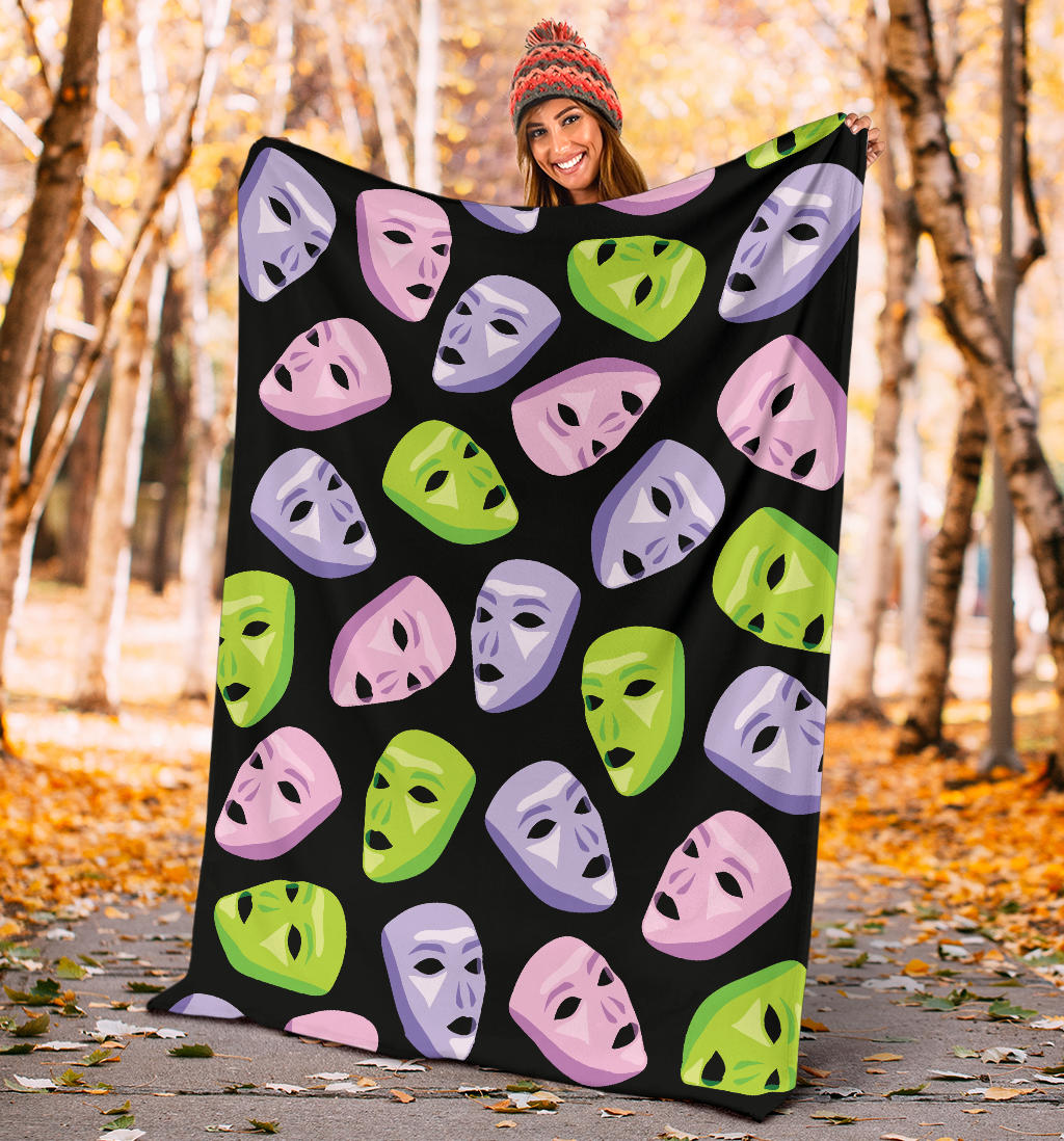 Acting Mask Pattern Print Design 04 Premium Blanket