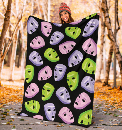 Acting Mask Pattern Print Design 04 Premium Blanket