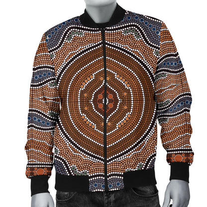 Aboriginal Pattern Print Design 01 Men Bomber Jacket