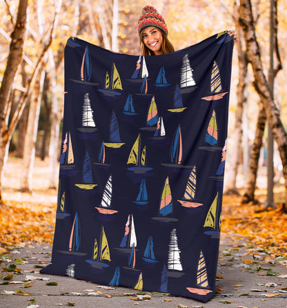 Sailing Ships Pattern Print Design A03 Premium Blanket