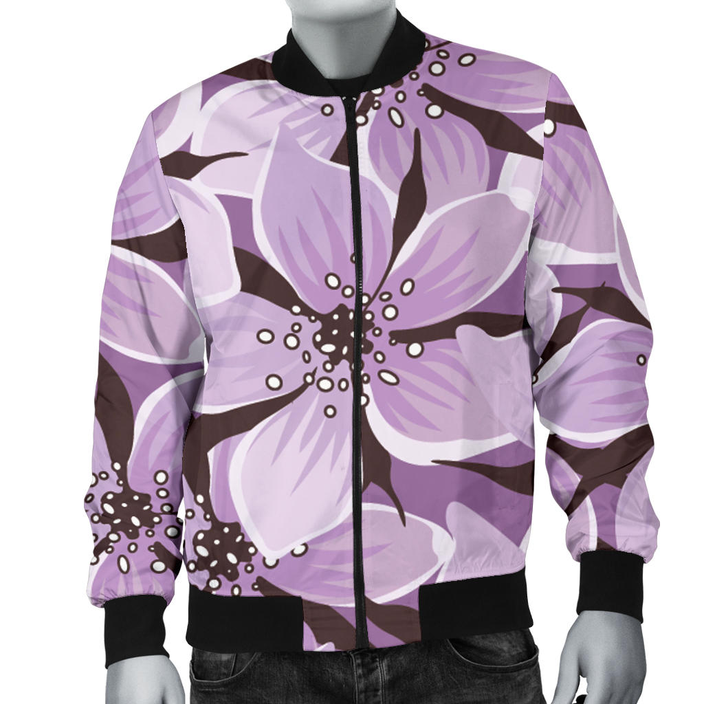 Lilac Pattern Print Design 01 Men Bomber Jacket
