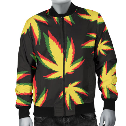 Pot Leaf Pattern Print Design A02 Men Bomber Jacket